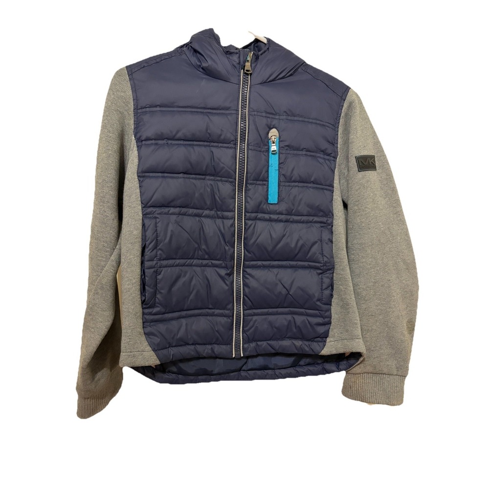Boys Michael Kors Navy Puffer Hooded Winter Jacket Size 10-12 Soft Arms Warm EUC